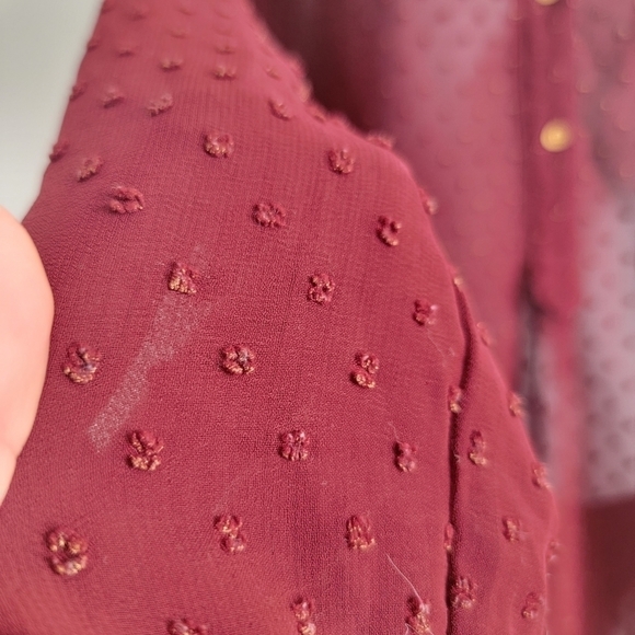 MODCLOTH Burgundy Pam Breeze-ly Long-Sleeve Tunic - Women SMALL - Picture 10 of 12